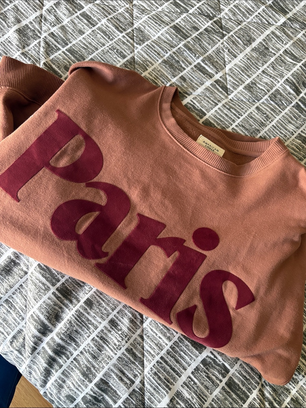 A.P.C. Women's Rose Clay Crewneck Sweater with Burgundy 'Paris' Logo